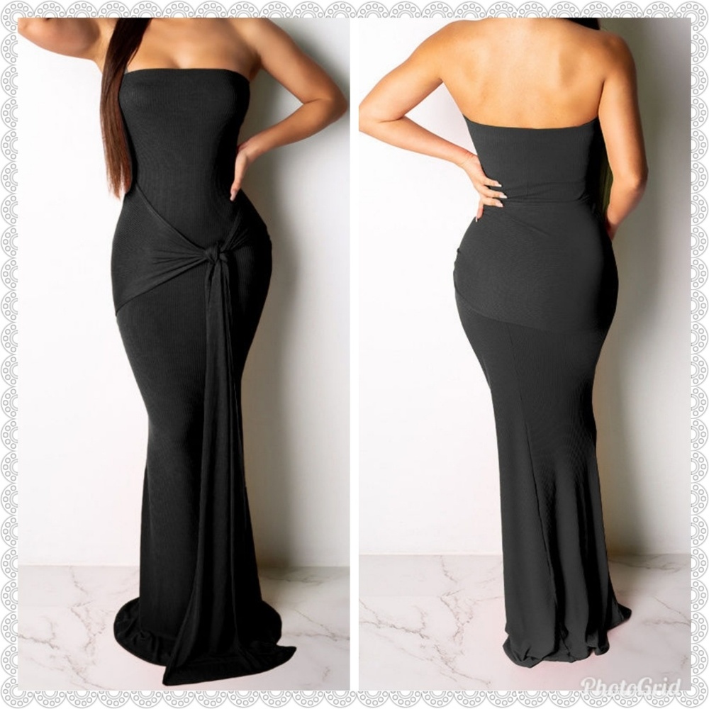 Sz M BLACK strapless bandage dress